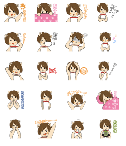 LINEクリエイターズスタンプで販売中の「着ぐるみユミちゃん」のLINEスタンプの紹介画像