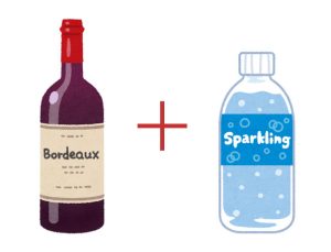 ワインに炭酸水を割って飲むとお手軽に飲めて、美容や健康に良い影響があると言われている様子