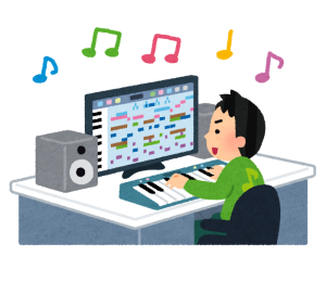 DAWソフトを使用してメロディと歌をミックスしている様子