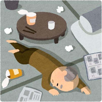 独身の高齢者が独り身で孤独死している様子