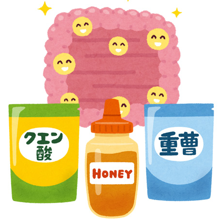重曹クエン酸＋蜂蜜で便秘解消や疲労回復、尿をアルカリ性にする等の効果があると言われている